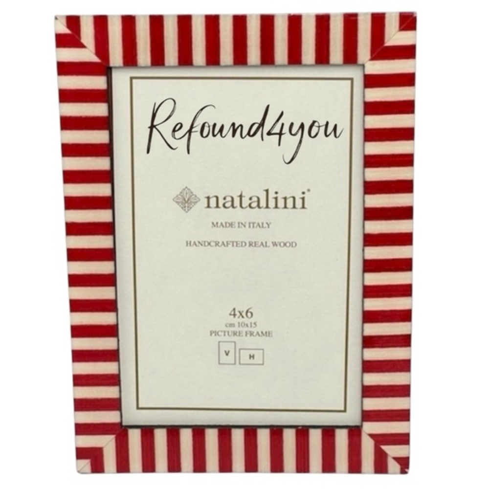 Natalini - ‘Red Stripes-small’ wooden picture frame. 4“ x 6“ NWT.